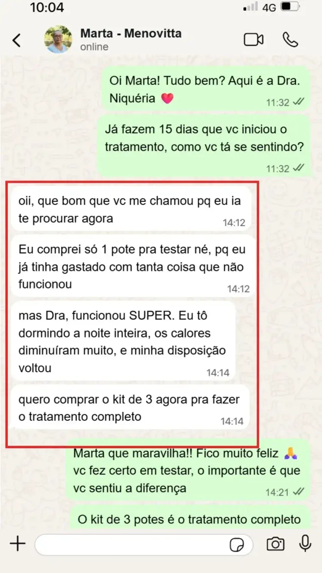 Print de relato recebido